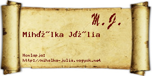 Mihálka Júlia névjegykártya